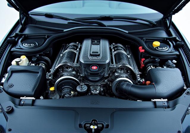 Vano motore di un'automobile accuratamente pulito a vapore